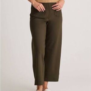 Quince Cropped Ponte Wide Leg Pants Olive Green